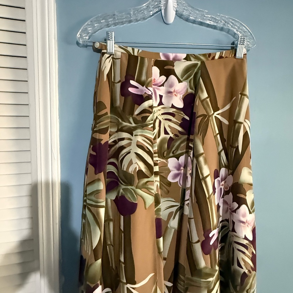 Tropical Floral A-Line Skirt - Brown and Purple - Picture 14 of 16